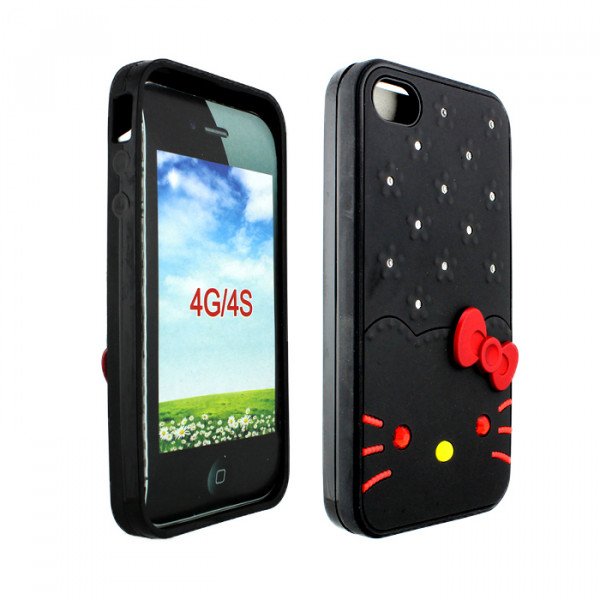 Wholesale iPhone 4 4S Diamond Kitty Case (Black)